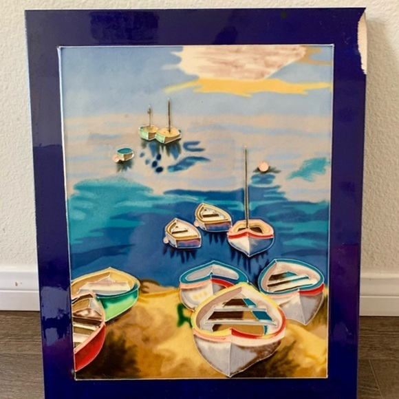 Eleven boats Art tile 13/16 inches - Picture 1 of 9